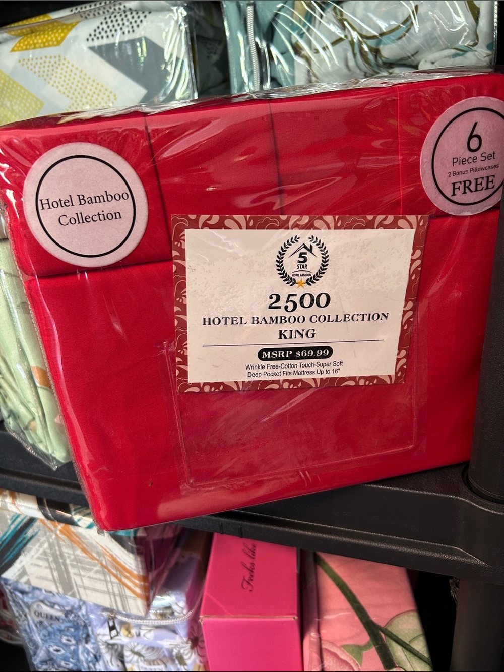 2500-Thread King Sheet Set in Red